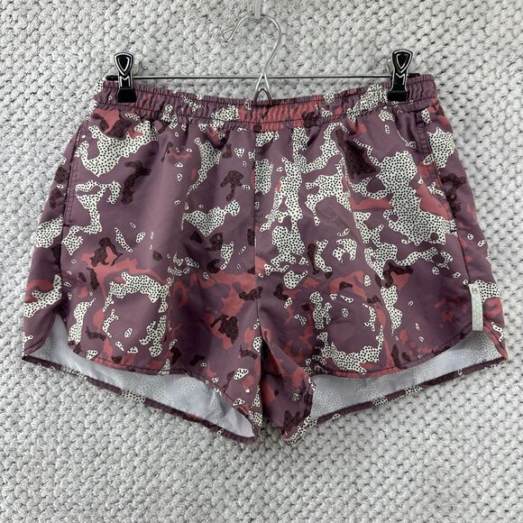 Maaji Shorts Women L Purple Abstract Running Shorts Build In Briefs Side Pockets - Picture 1 of 14